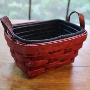 Longaberger Tea Basket w/Leather Handles